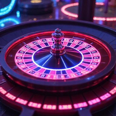 Neon glowing roulette wheel icon