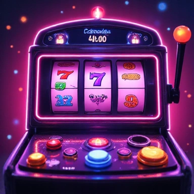 Neon glowing slot machine icon