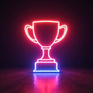 Neon glowing trophy icon