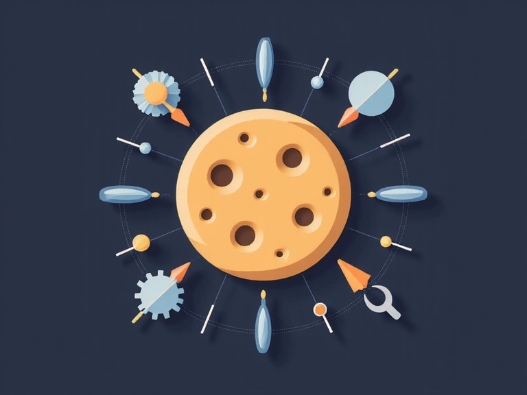 Stylized cookie icon with digital data streams around it, representing website tracking technologies