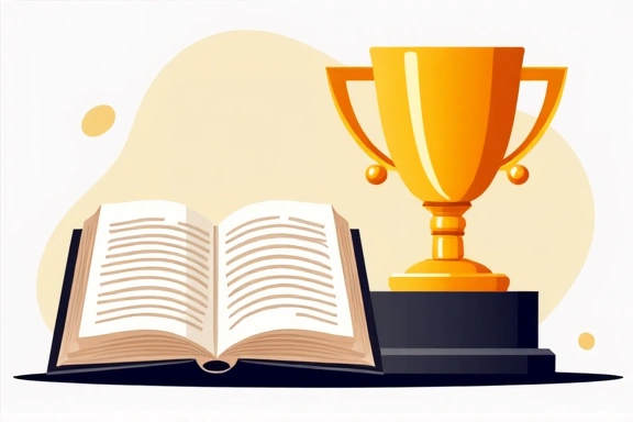 Illustration of a rule book with a trophy